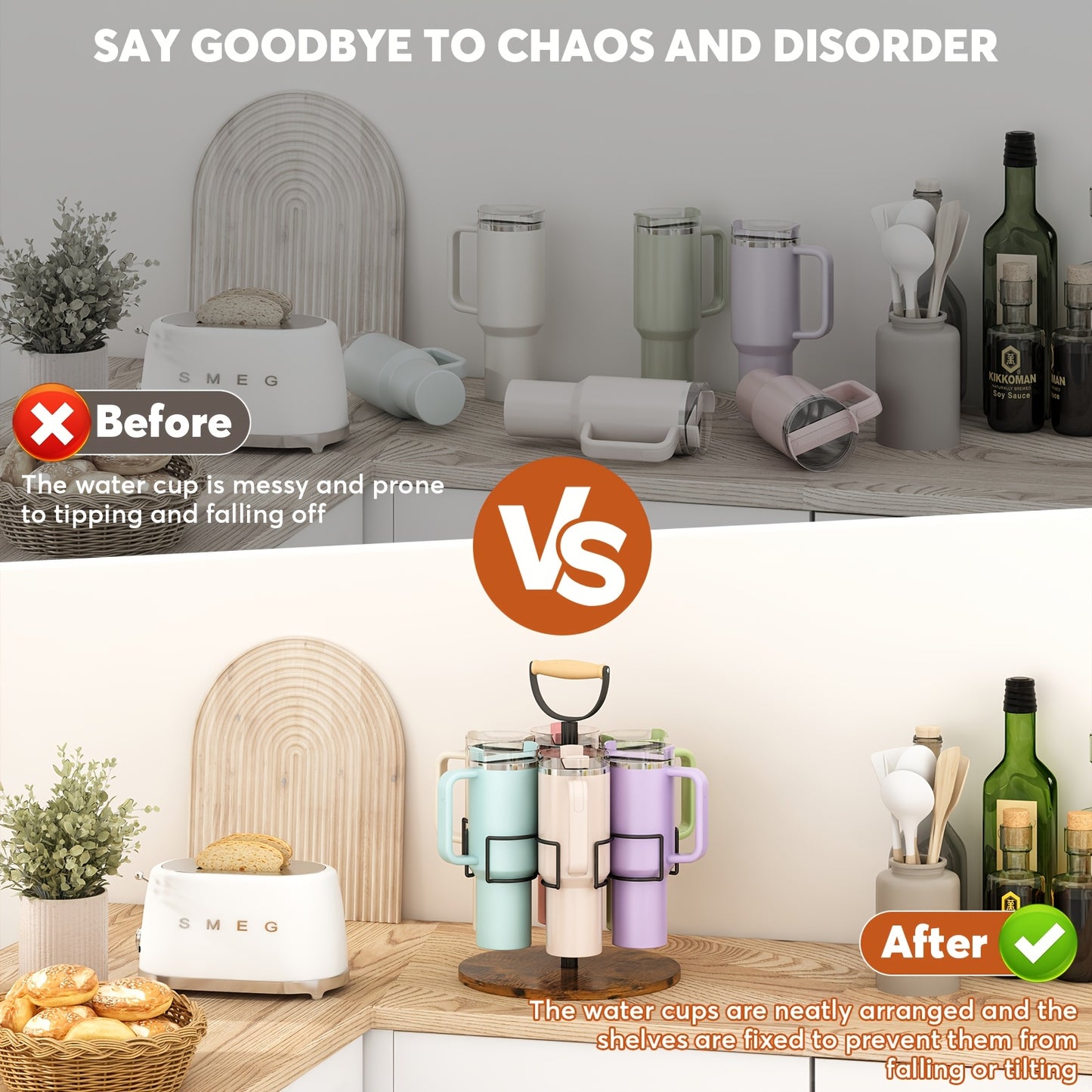 Rotatable Cast Iron Tumbler Cup Holder Organizer With 360 Swivel