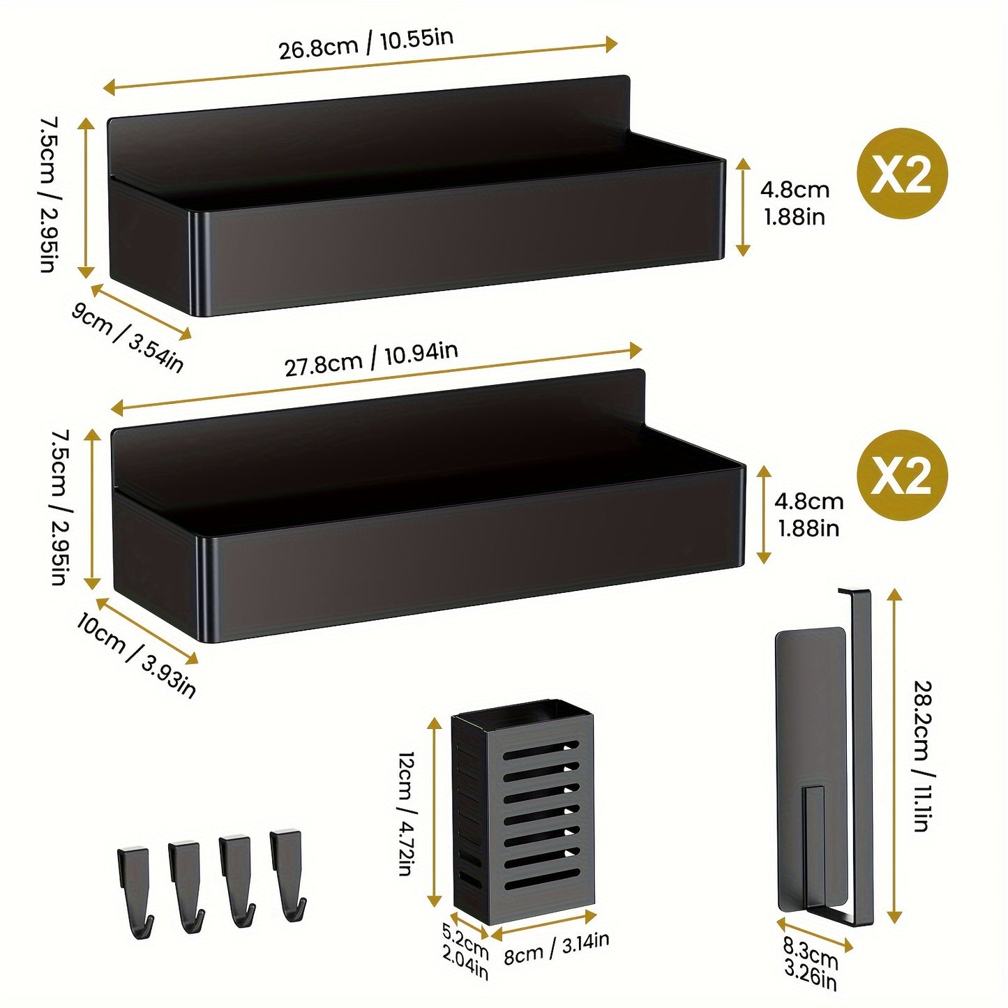 Magnetic Refrigerator Spice Organizer Set With Towel Holder And Hooks