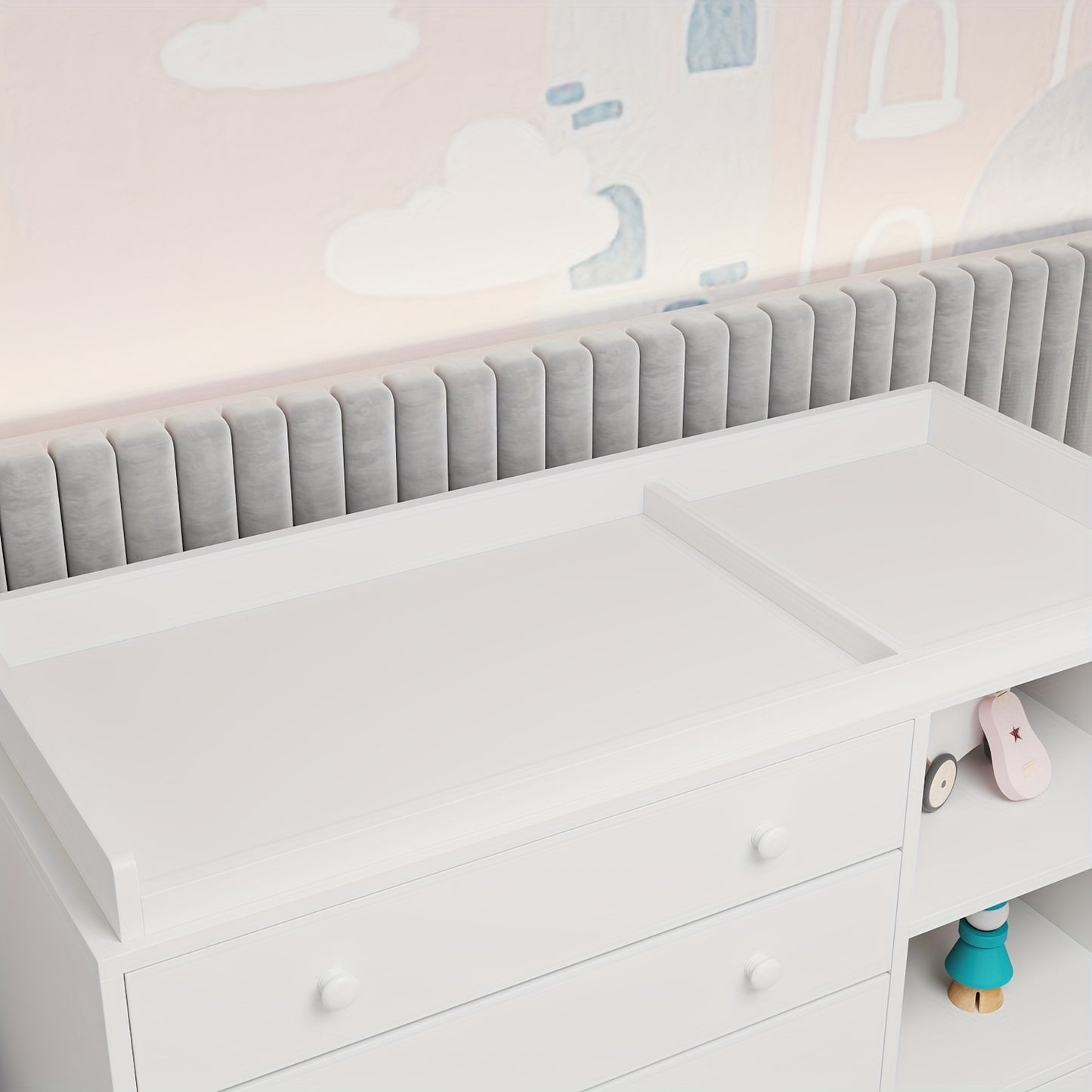 Modern White Dresser With Five Drawers Top Storage 27 Inch