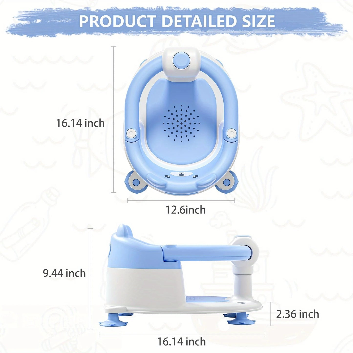 Hign-concerned Baby Bath Seat Non Slip Tub Chair Suction