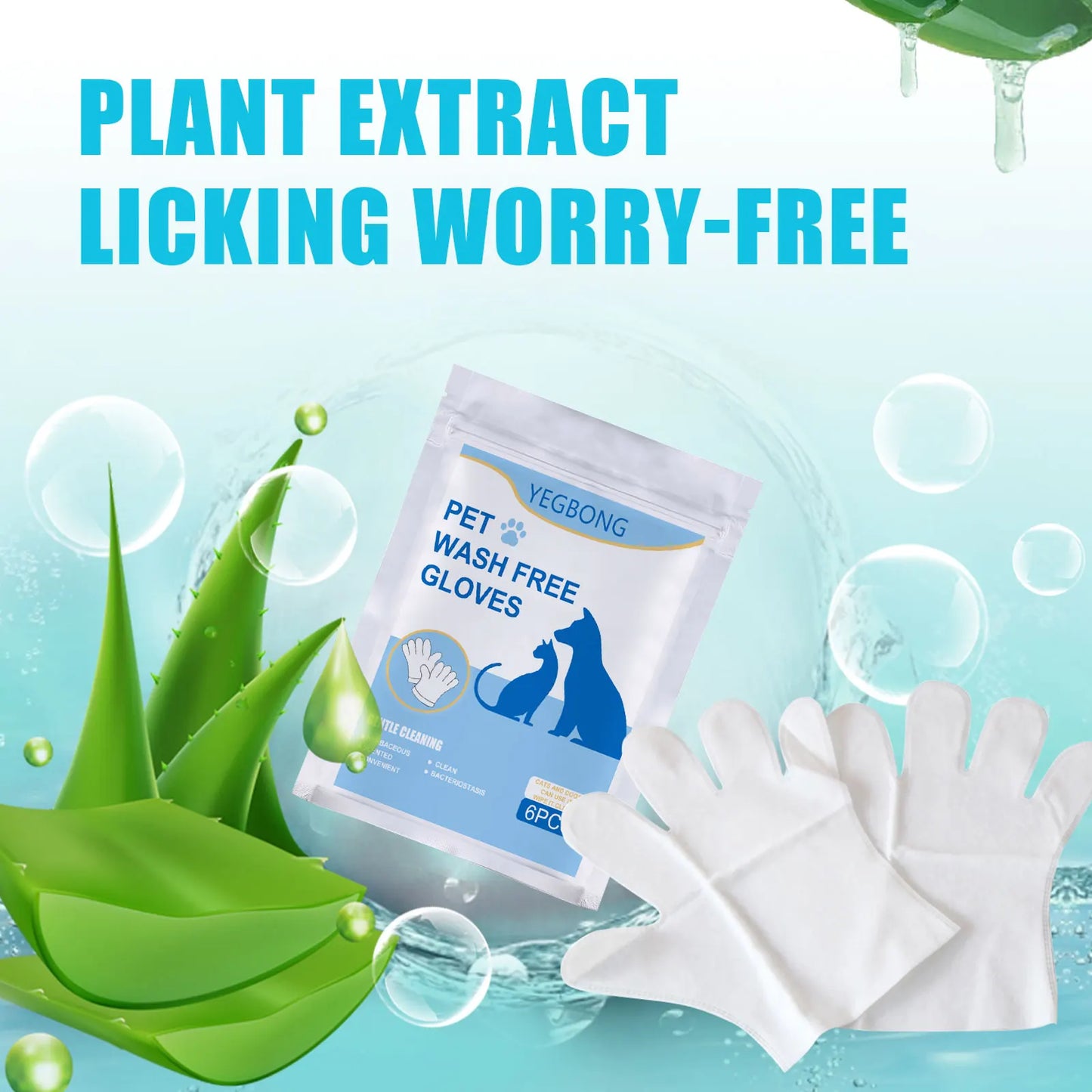 6 Pieces Pack Cat Dog Grooming Glove Pet Hair Deshedding Brush Comb Disposable Pet Stain Remover Wipes Non Woven Fabric Glove