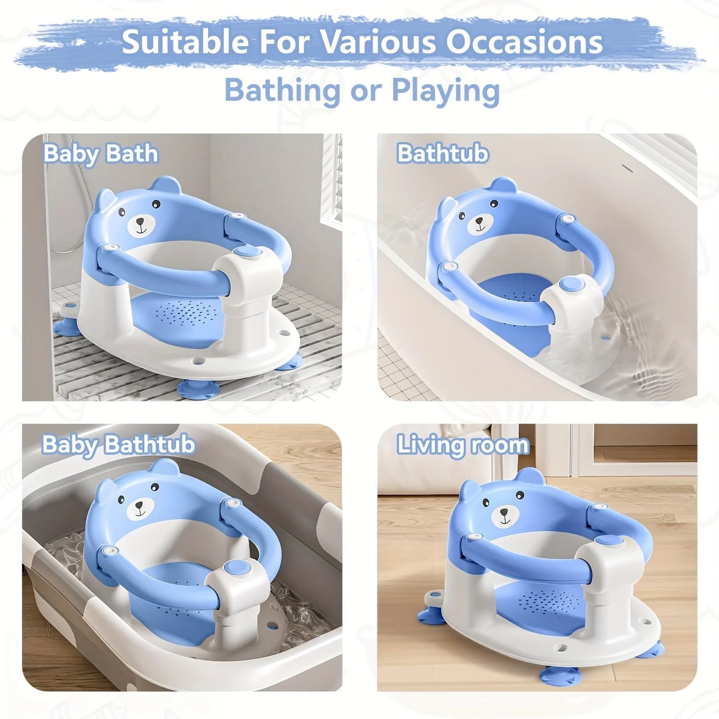 Hign-concerned Baby Bath Seat Non Slip Tub Chair Suction