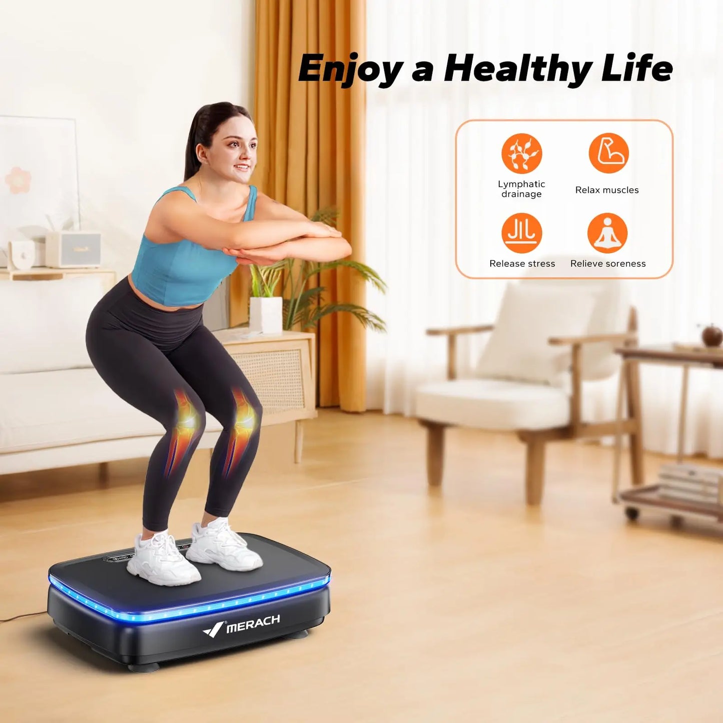 Merach Vibration Plate Exercise Machine Whole Body Workout Power Vibrate Platform Lymphatic Drainage Black or White
