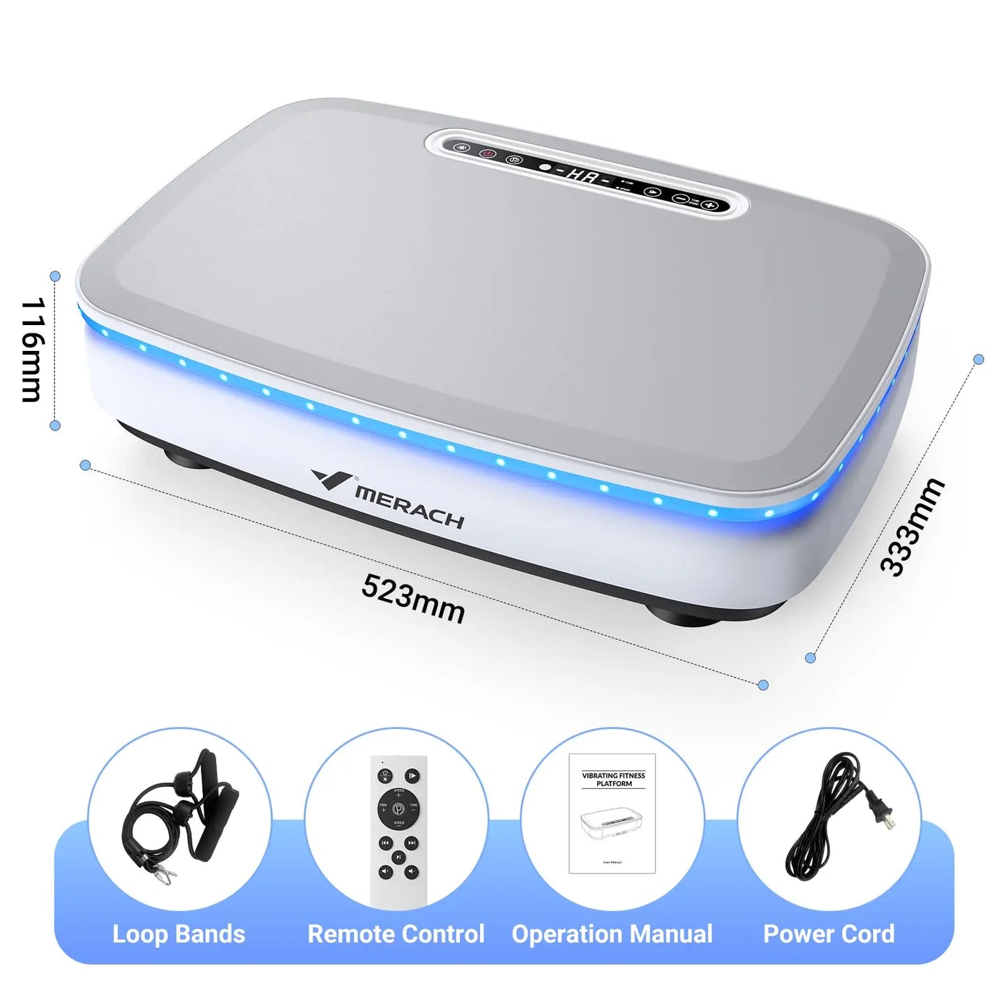 Merach Vibration Plate Exercise Machine Whole Body Workout Power Vibrate Platform Lymphatic Drainage Black or White