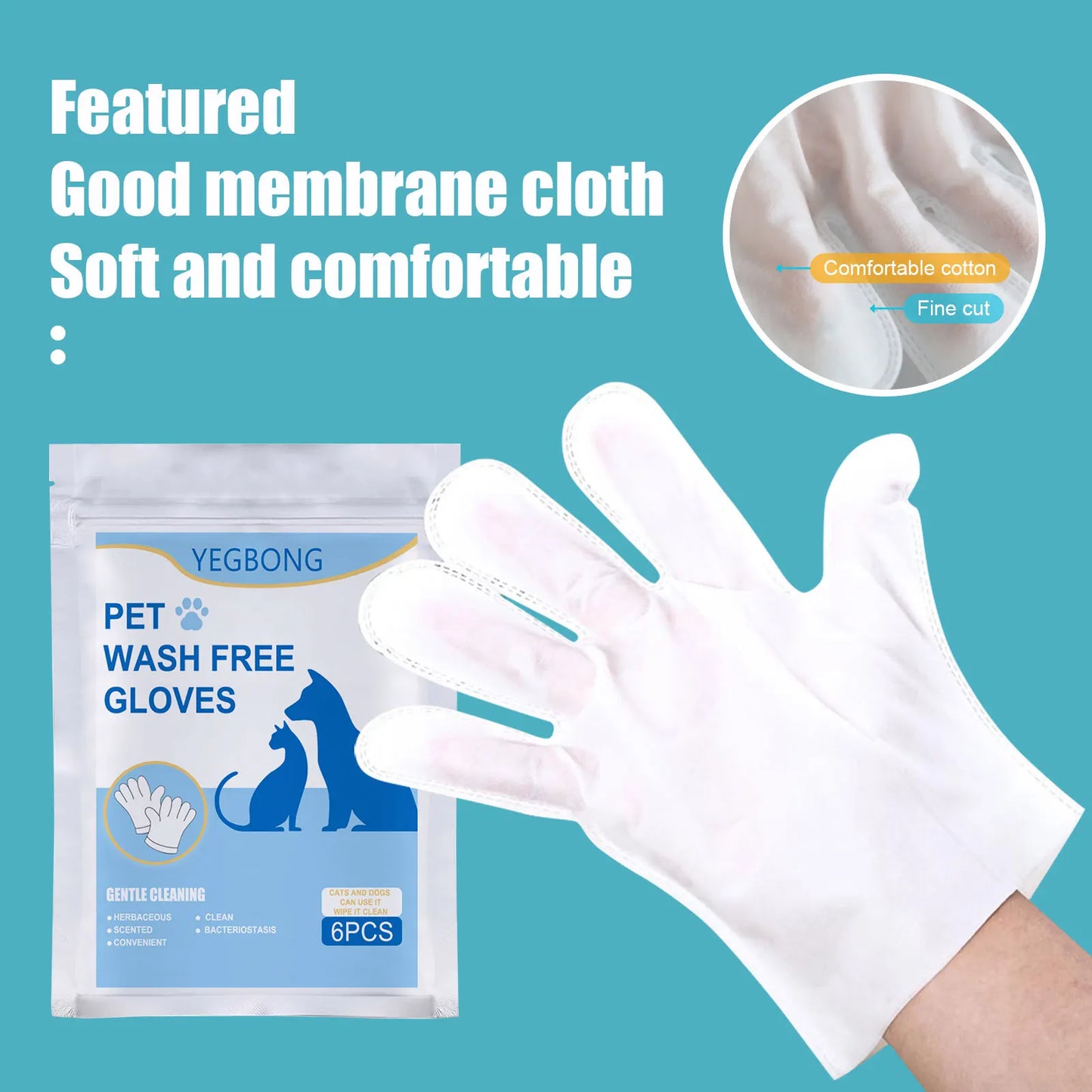 6 Pieces Pack Cat Dog Grooming Glove Pet Hair Deshedding Brush Comb Disposable Pet Stain Remover Wipes Non Woven Fabric Glove