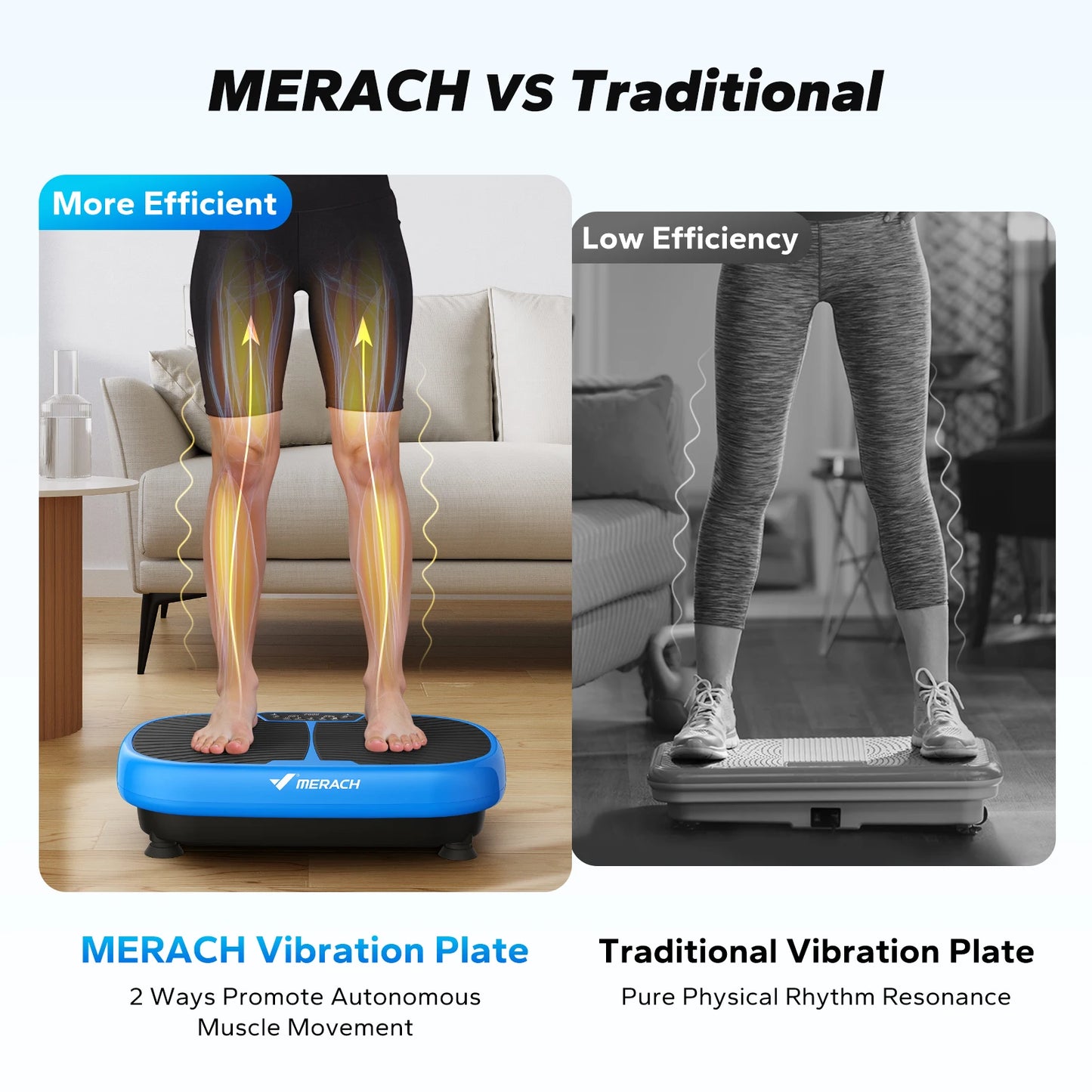 Merach Ems Vibration Plate Exercise Machine for Lymphatic Drainage Pain Relief Sleep Aid Fat Burning and Weight Loss
