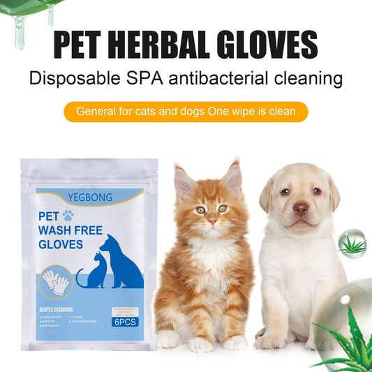 6 Pieces Pack Cat Dog Grooming Glove Pet Hair Deshedding Brush Comb Disposable Pet Stain Remover Wipes Non Woven Fabric Glove