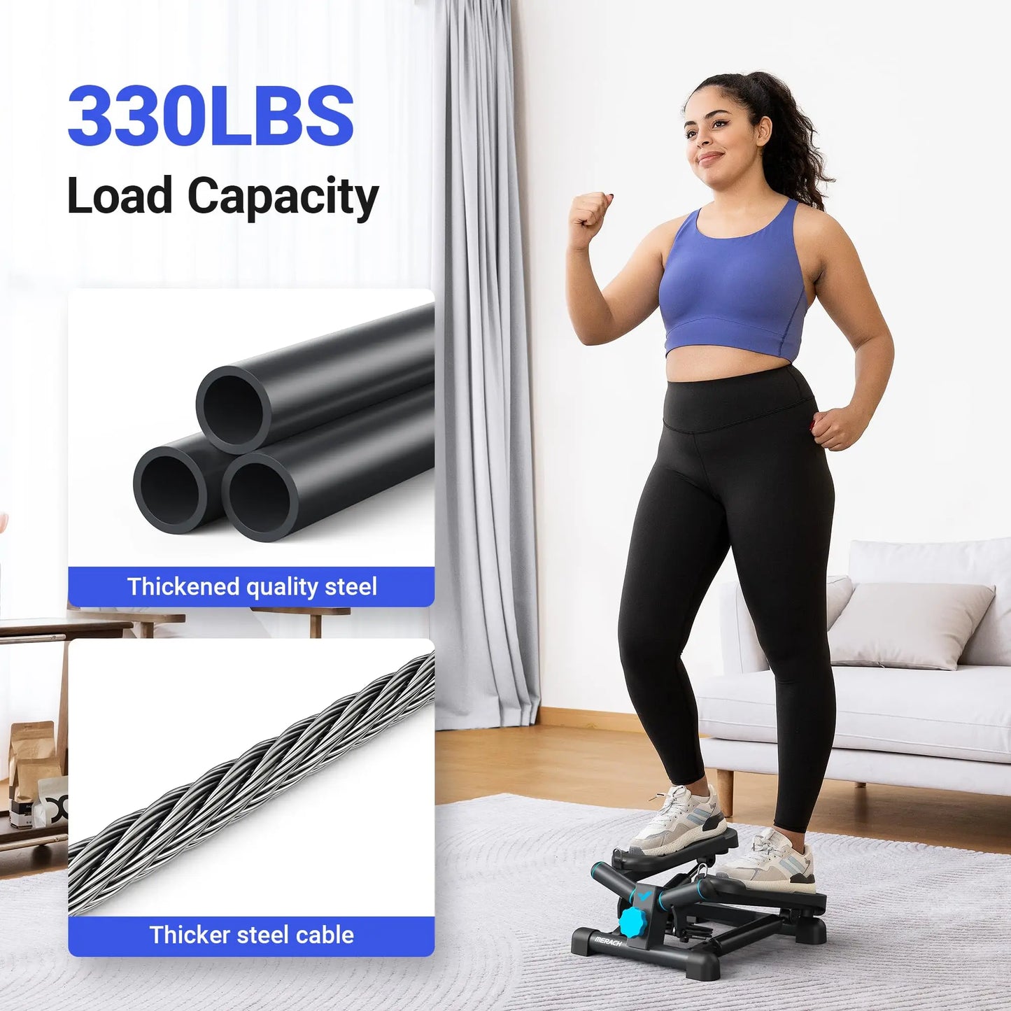 Merach Mini Stepper Exercise Equipment with Resistance Band 330 Pounds Capacity Twist Stair Stepper Fitness Machine