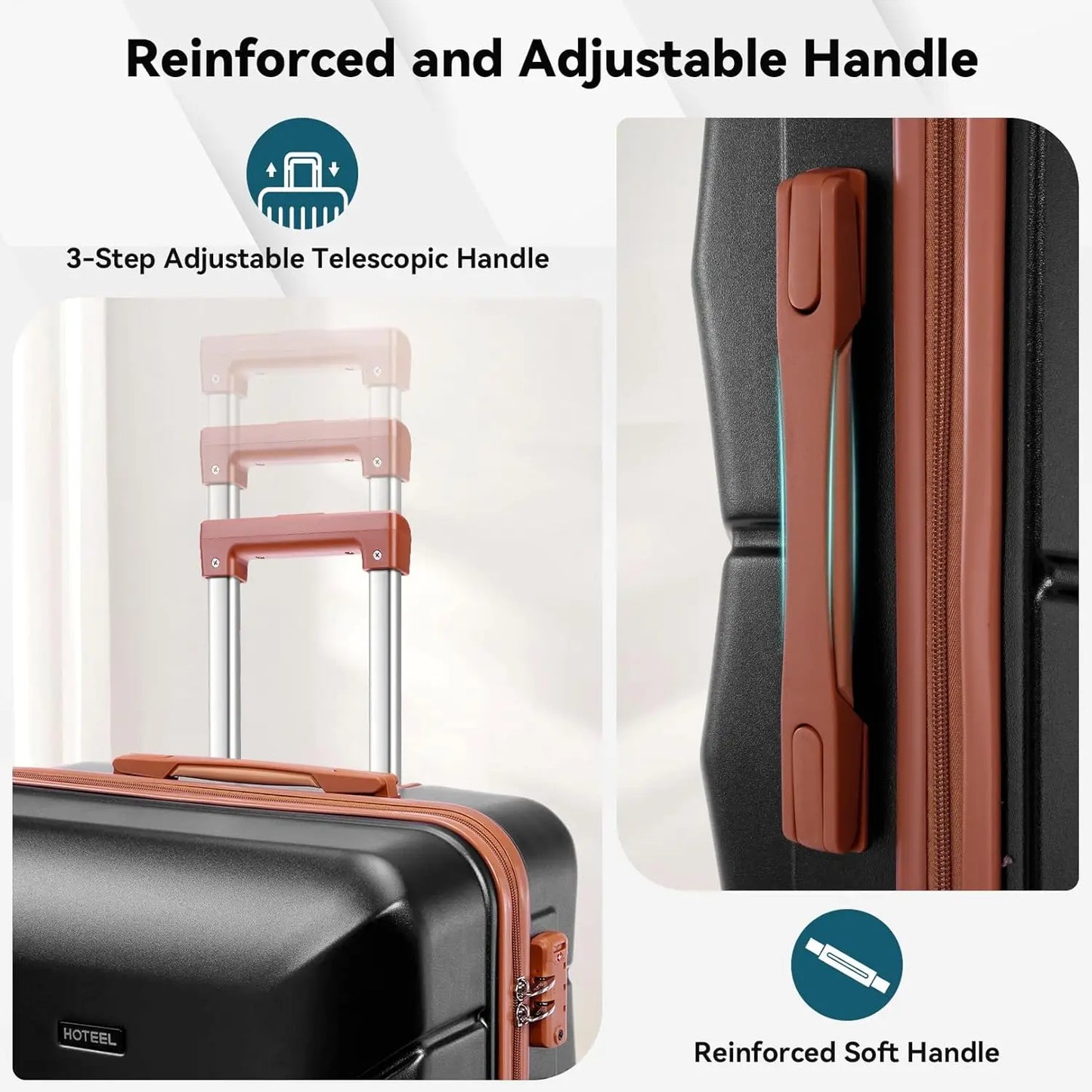 HOTEELCN 3 Piece ABS Hardside Luggage Set Spinner Wheels