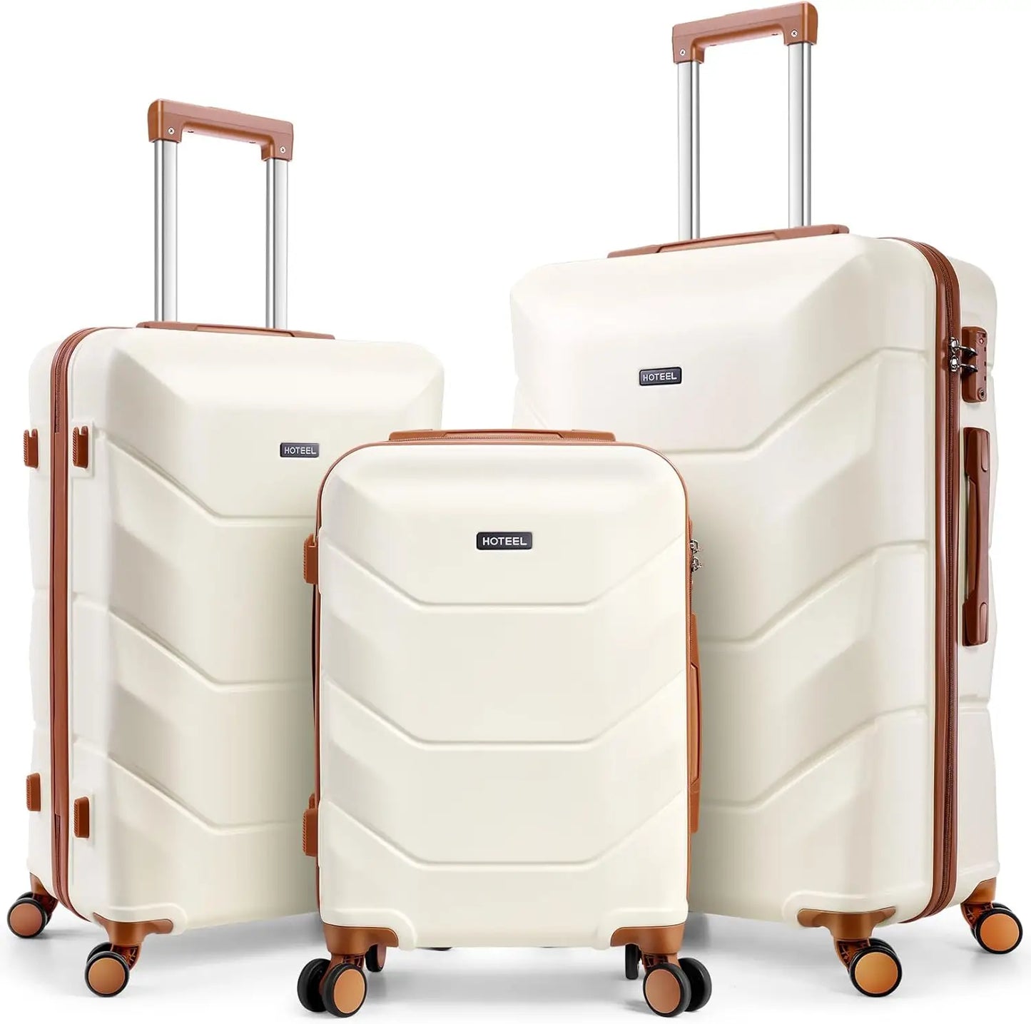 HOTEELCN 3 Piece ABS Hardside Luggage Set Spinner Wheels