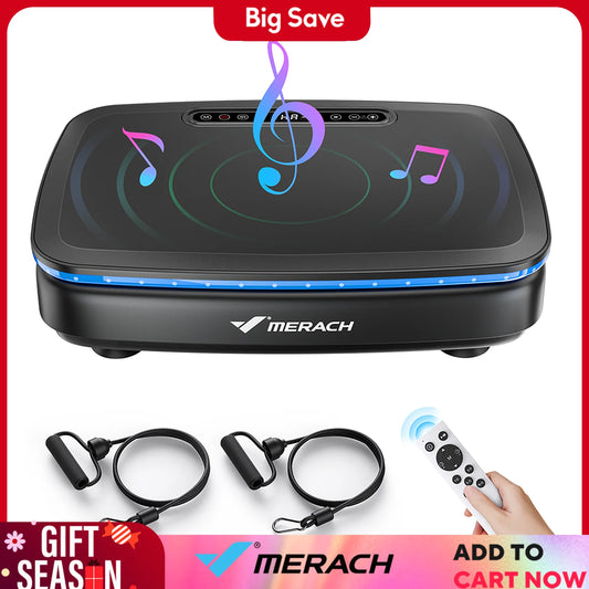 Merach Vibration Plate Exercise Machine Whole Body Workout Power Vibrate Platform Lymphatic Drainage Black or White