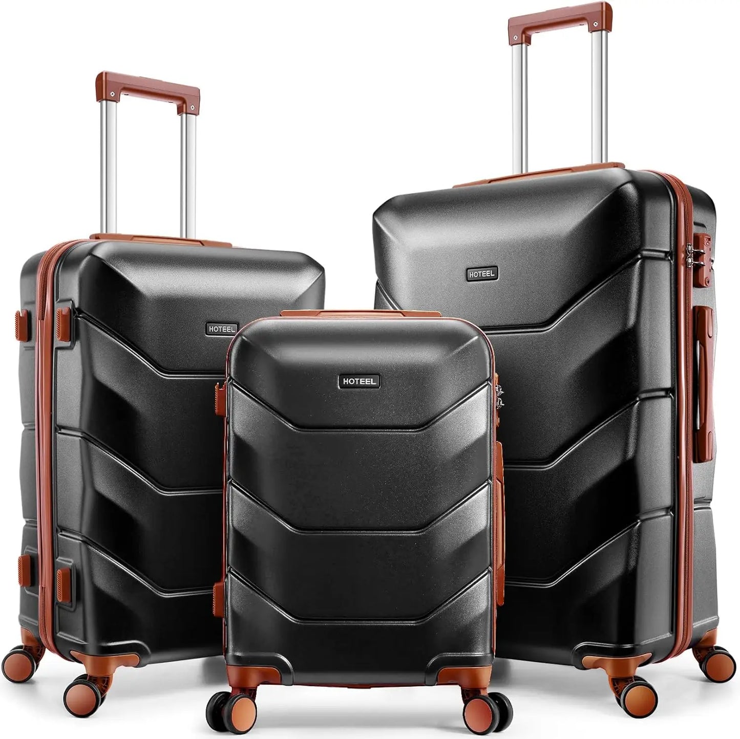 HOTEELCN 3 Piece ABS Hardside Luggage Set Spinner Wheels