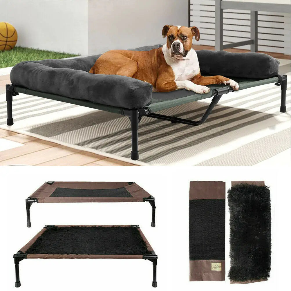 Extra Large Cooler Elevated Dog Bed With Bolster Waterproof