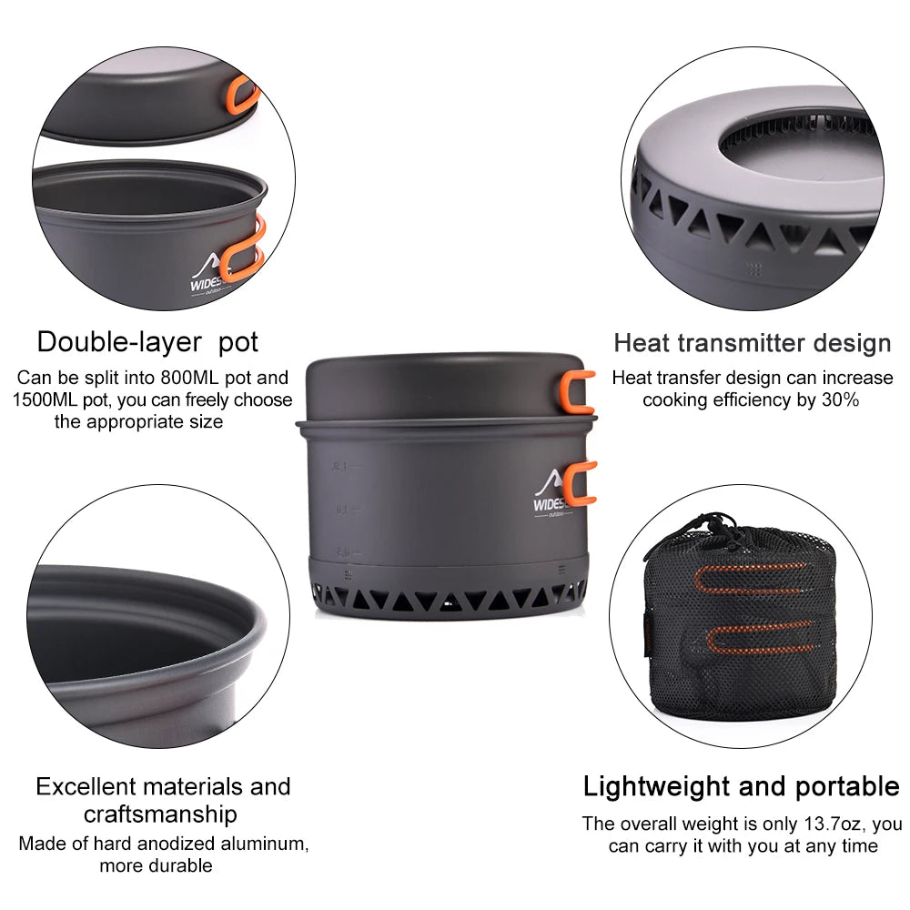 Widesea Camping Cookware Set Aluminum Pot And Kettle For Travel