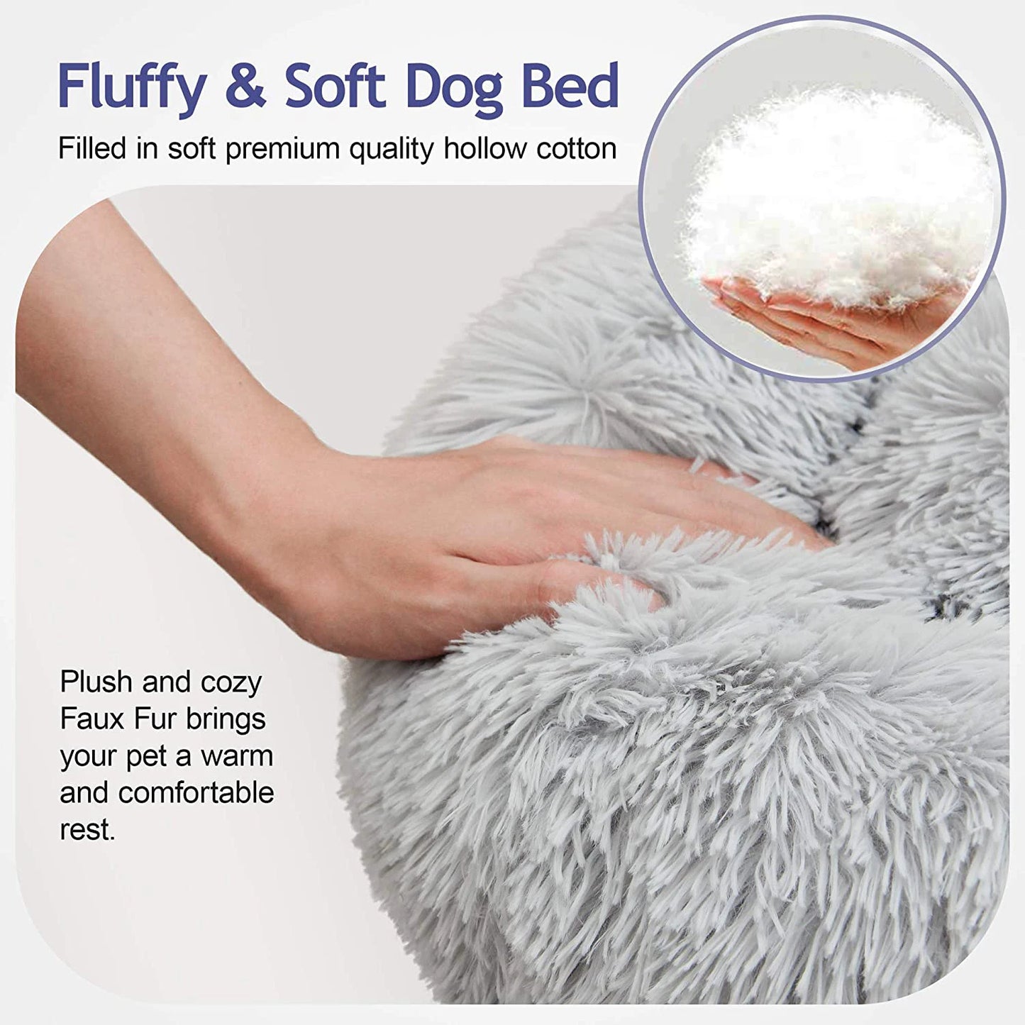 Donut Dog Bed Warm Soft Long Plush Pet Bed for Small Large Dogs and Cats Calming Washable Winter Kennel Sofa Cushion Mat