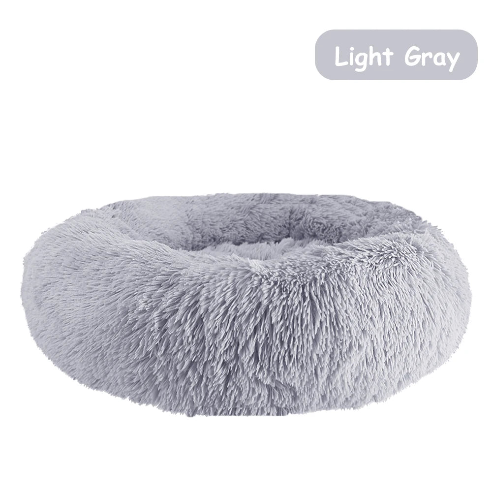 Donut Dog Bed Warm Soft Long Plush Pet Bed for Small Large Dogs and Cats Calming Washable Winter Kennel Sofa Cushion Mat
