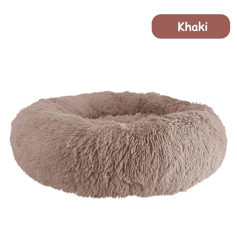 Donut Dog Bed Warm Soft Long Plush Pet Bed for Small Large Dogs and Cats Calming Washable Winter Kennel Sofa Cushion Mat