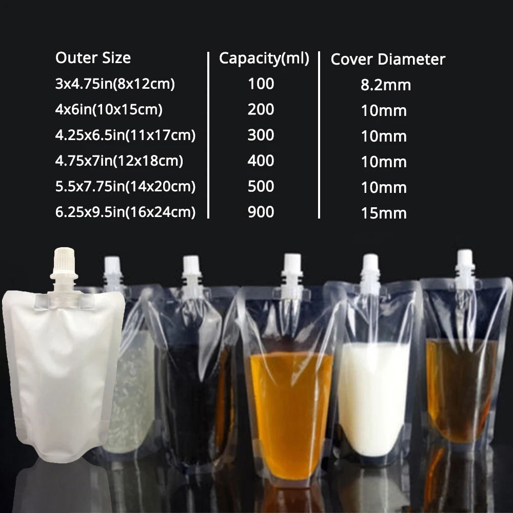 Eco Plastic Stand Up Spout Pouches 50 Pack Free Funnel