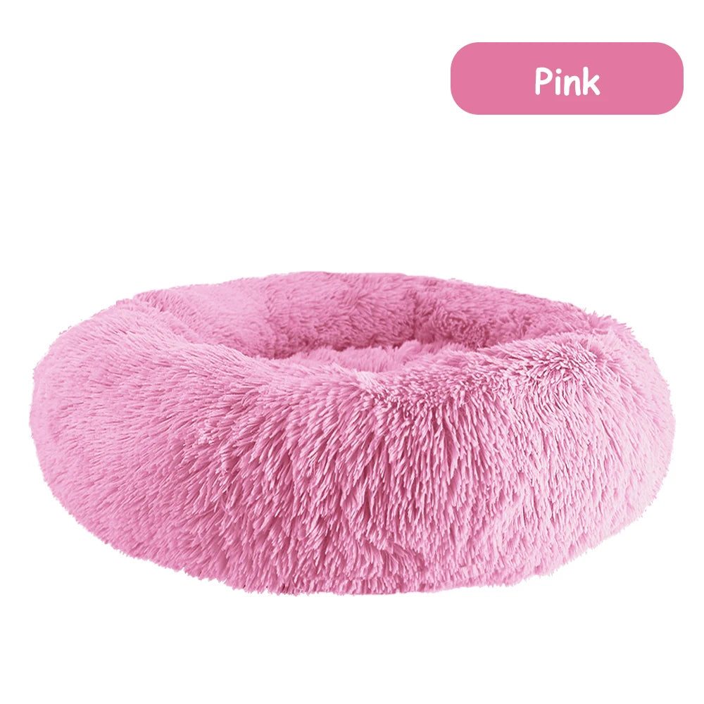 Donut Dog Bed Warm Soft Long Plush Pet Bed for Small Large Dogs and Cats Calming Washable Winter Kennel Sofa Cushion Mat