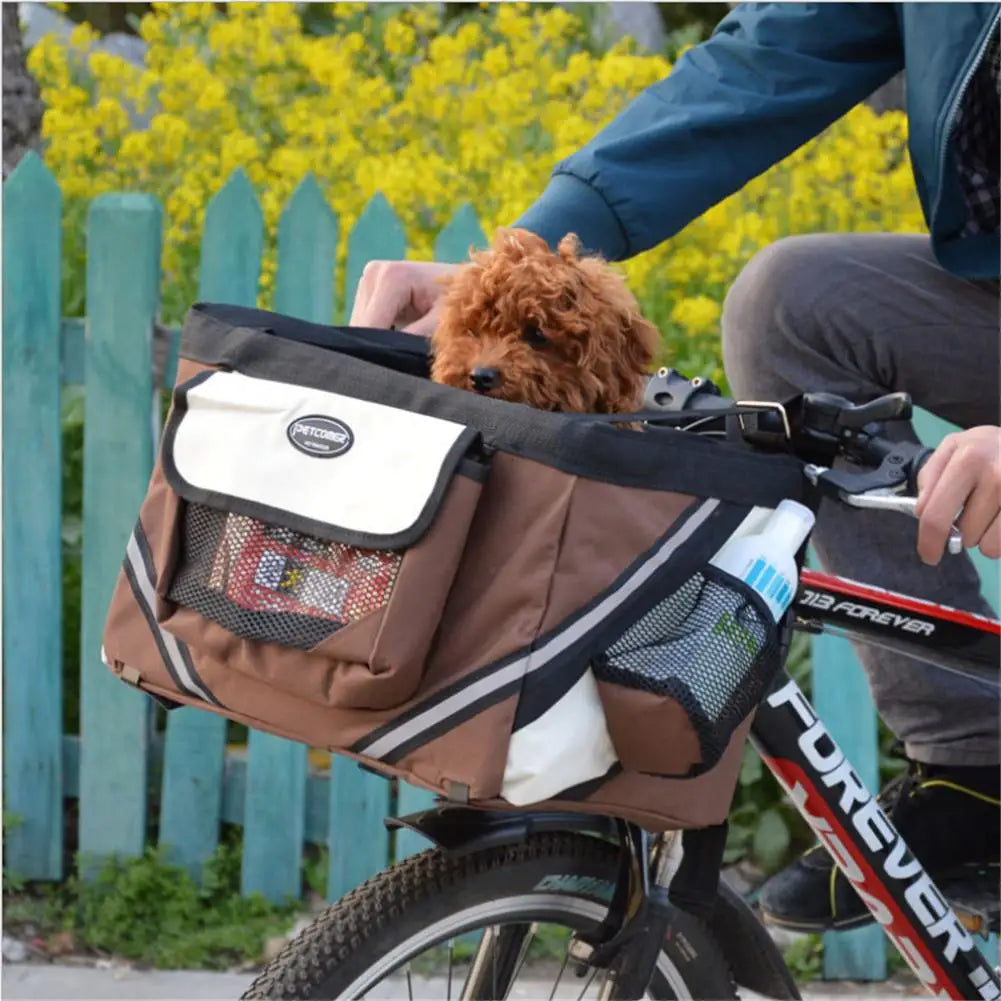 Pet Dog Bicycle Bag Front Handlebar Basket for Small Dogs and Cats Travel Carrier
