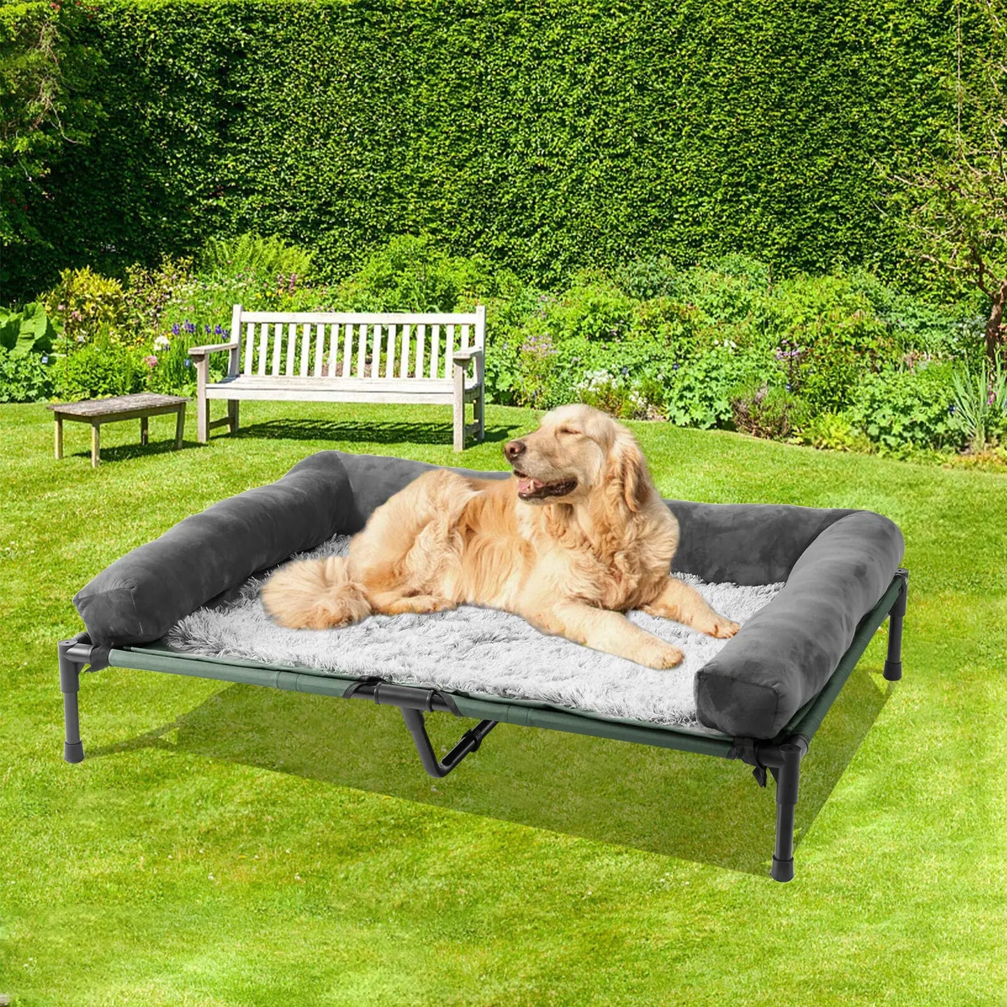 Extra Large Cooler Elevated Dog Bed With Bolster Waterproof