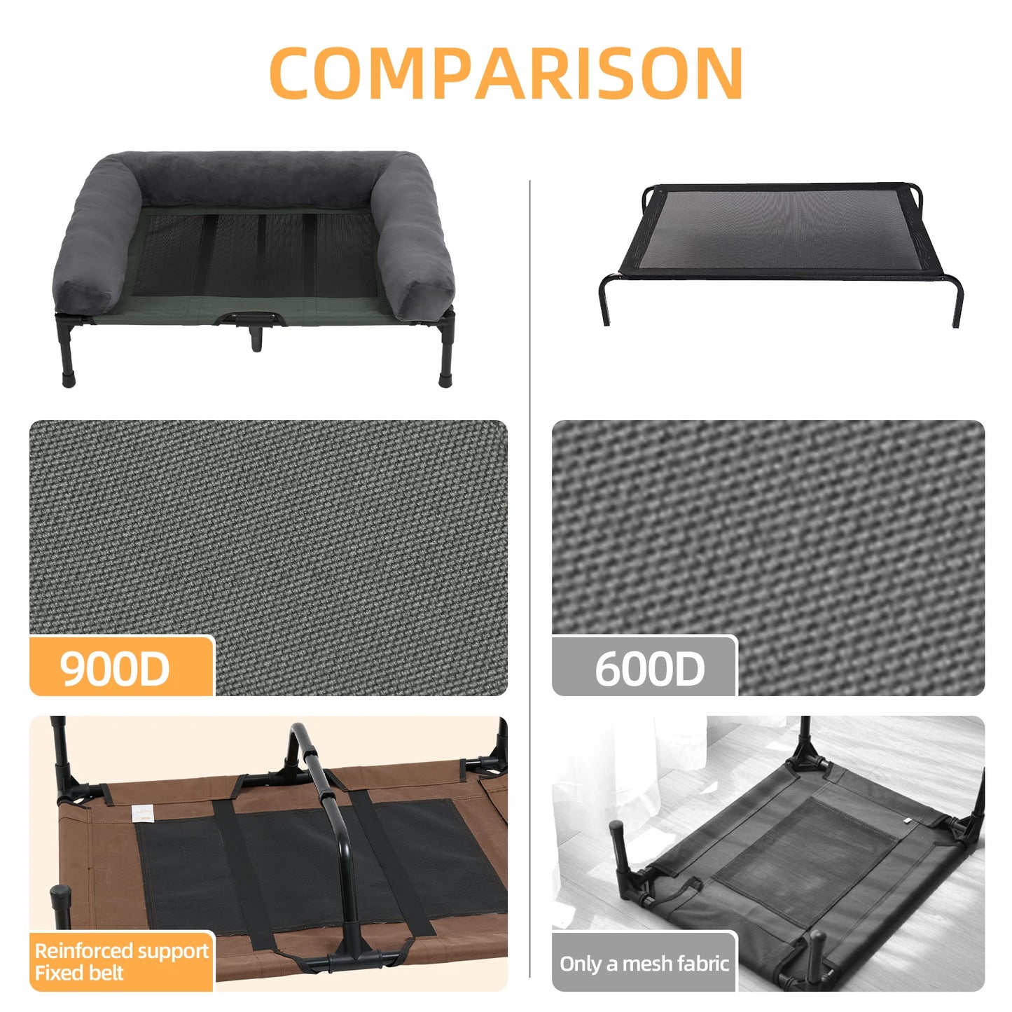 Extra Large Cooler Elevated Dog Bed With Bolster Waterproof