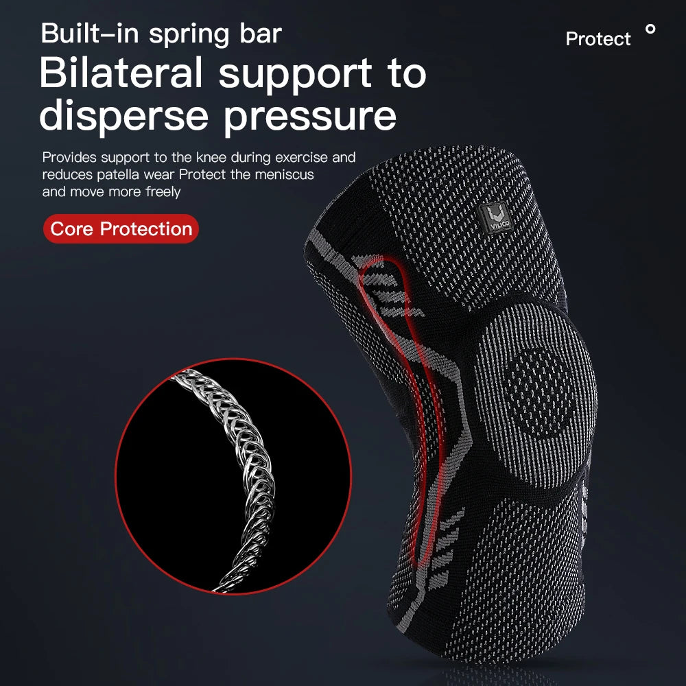 Knee Brace With Silicone Pads Spring Support Breathable