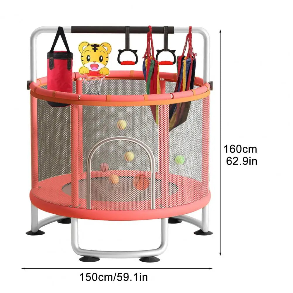 Kids Toddler Trampoline With Enclosure Net And Ocean Balls