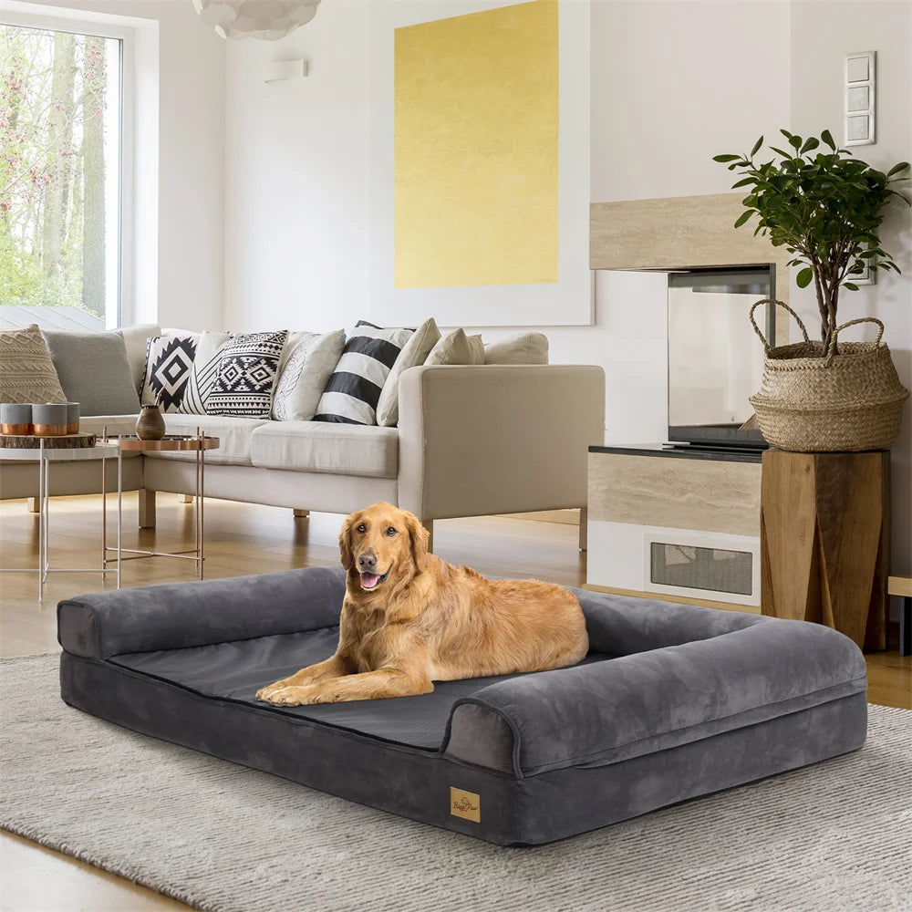 BORWARTCN Calming Orthopedic Memory Foam Dog Bed Waterproof Cover
