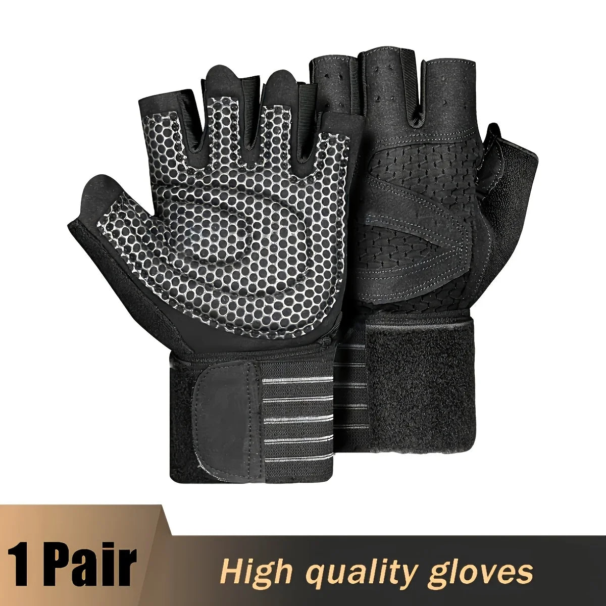 Fitness Weight Lifting Gloves with Wrist Support Adjustable Anti Slip Grip Durable Neoprene Breathable Design