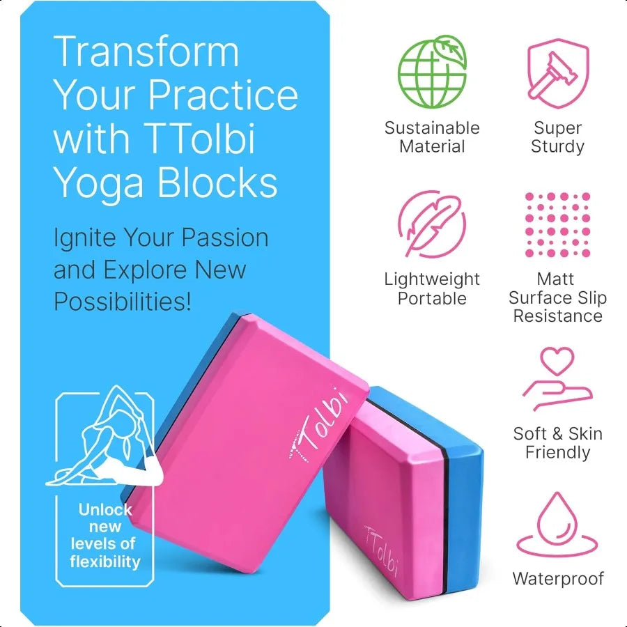 Hign-concerned Yoga Blocks 2 Pack With Dance Stretch Band Guide