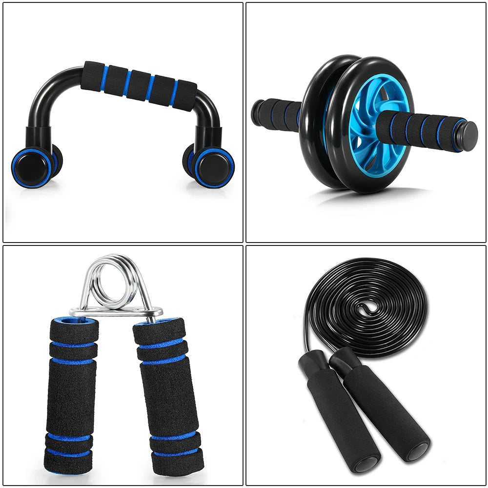 Healthy Abdominal Wheel 5 Piece Indoor Sports Equipment Set Push Up Stand Multifunctional Fitness Tools