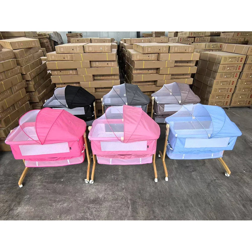Portable Nursery Crib with Mosquito Net and Storage Bag