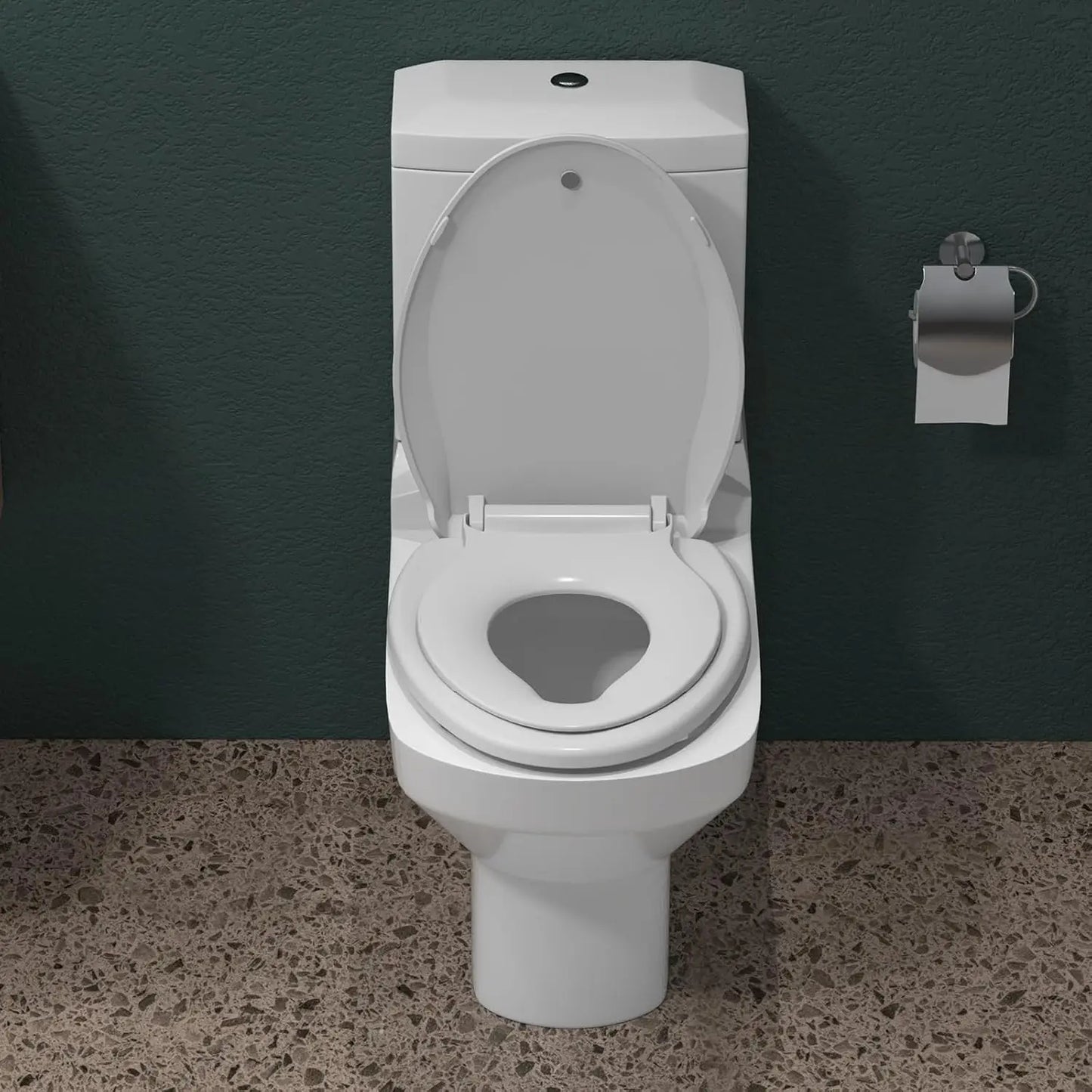 Elongated Toilet Seat with Built in Potty Training Seat and Slow Close Cover Fits Both Adult and Child