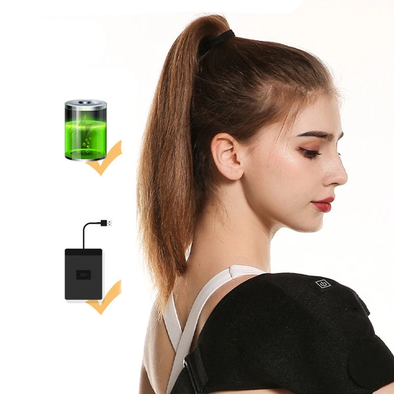 USB Electric Shoulder Pad Massager 3 Gear Heated Massage