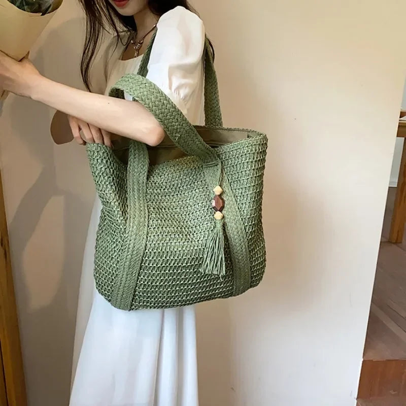 SMHXIANGQIANJINCN Straw Woven Handbag for Women Shoulder Tote