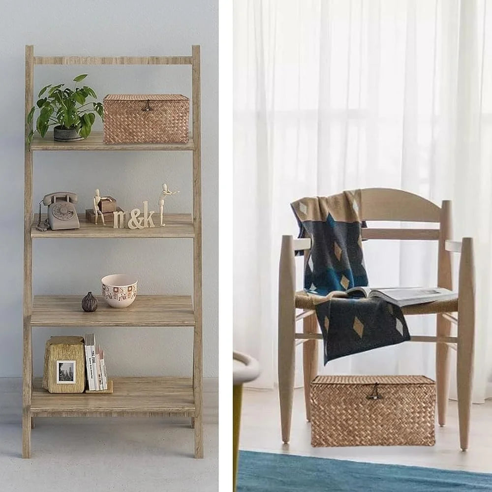 Handwoven Seagrass Storage Basket With Lid Home Office