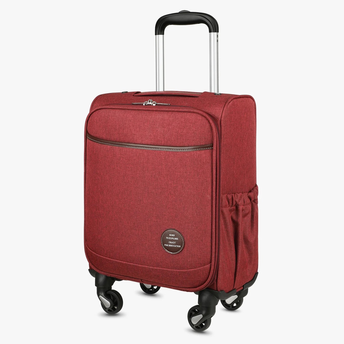 LUGGEX Underseat Carry On Luggage with Wheels 15 Inch Lightweight Luggage with Front Opening Lid Red