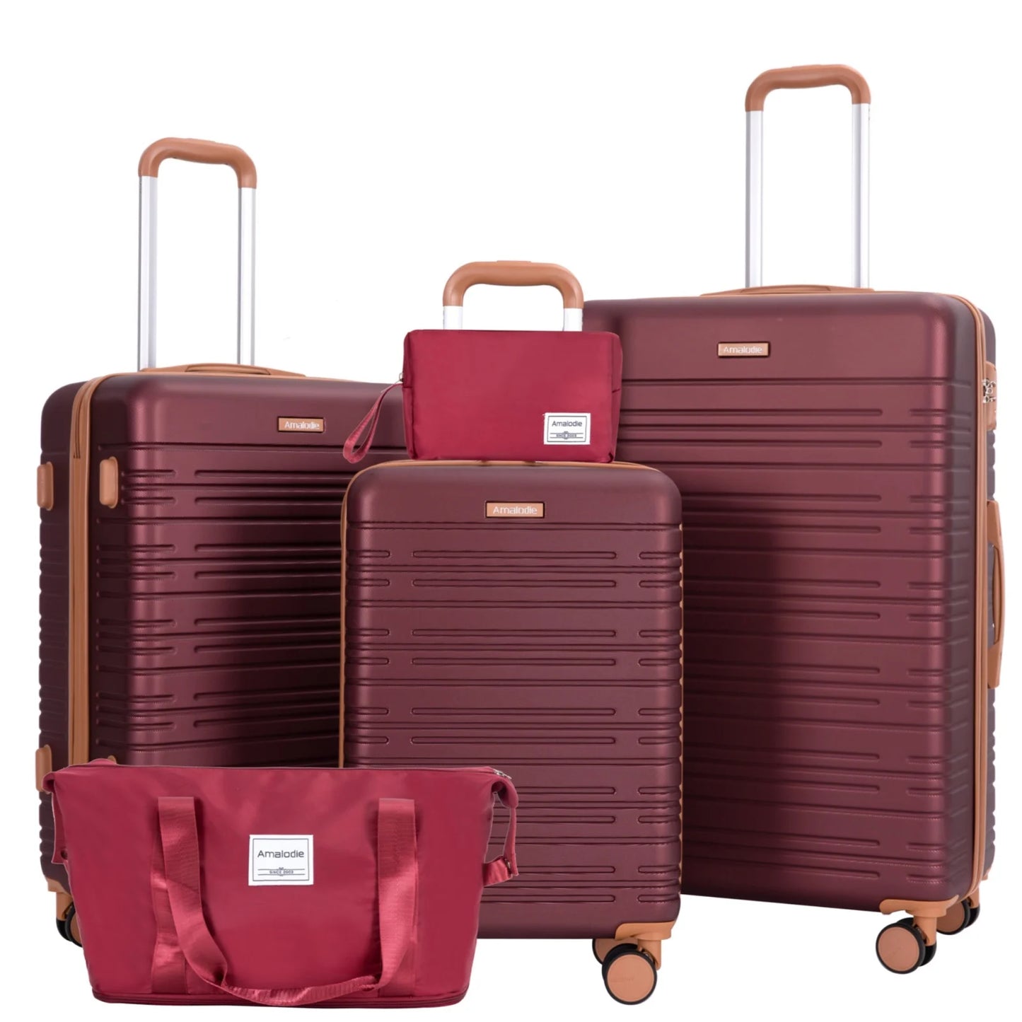 Amalodie 5 Piece Hardshell Luggage Set With TSA Lock