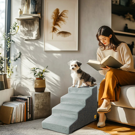 Three to Four Steps High Density Foam Dog Stairs for Sofas