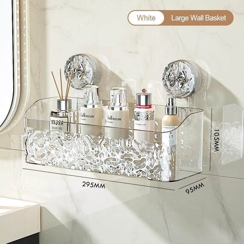 Big Red House Bathroom WallMounted Storage Shelf SuctionCup GlacierPattern Organizer