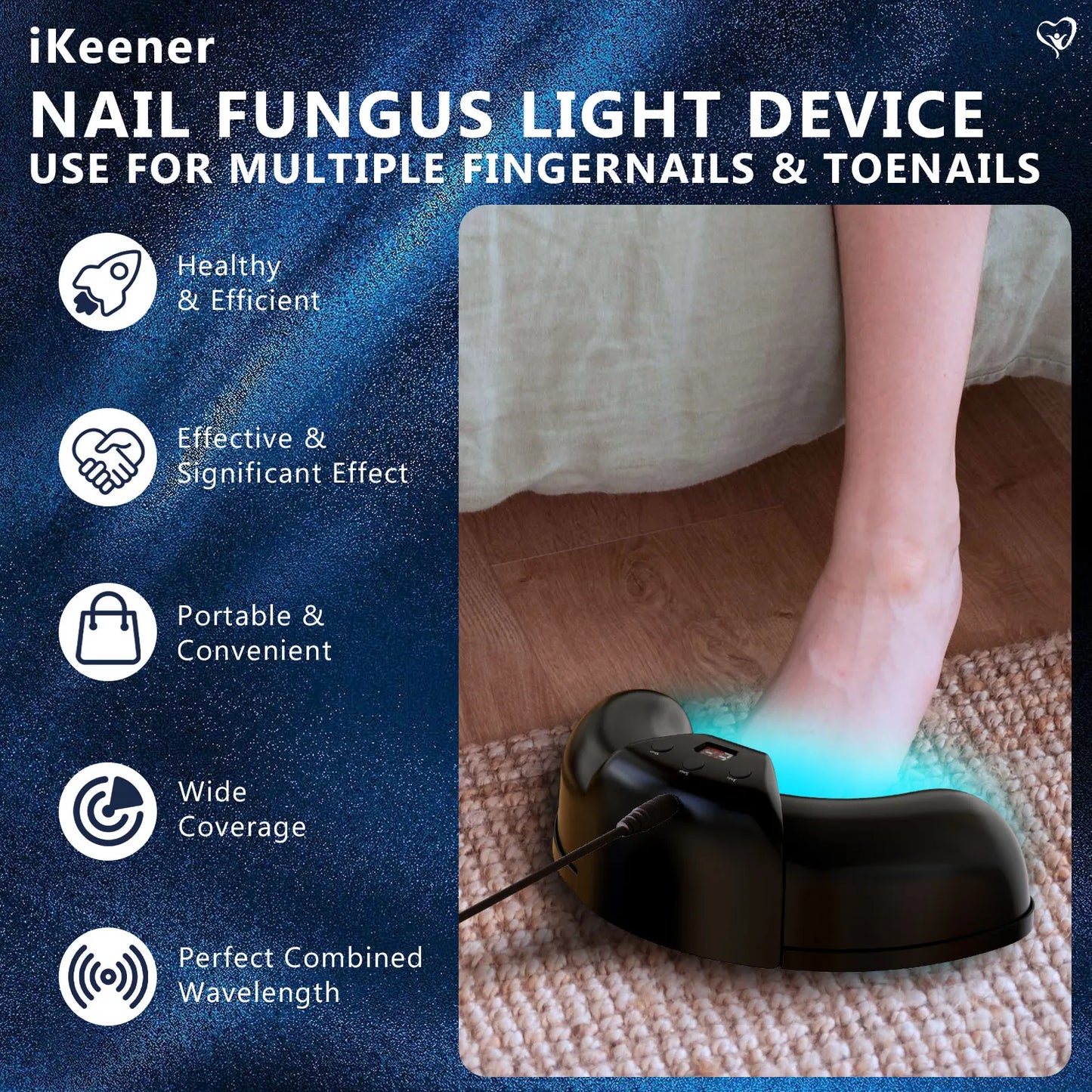 Nail Fungus Cleaning Laser Device with Time Display 470nm Blue Light and 910nm Red Light for Damaged Discolored Thick Fingernails and Foot Care