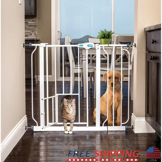 Extra Wide Metal Dog Gate With Small Door One Hand Opening