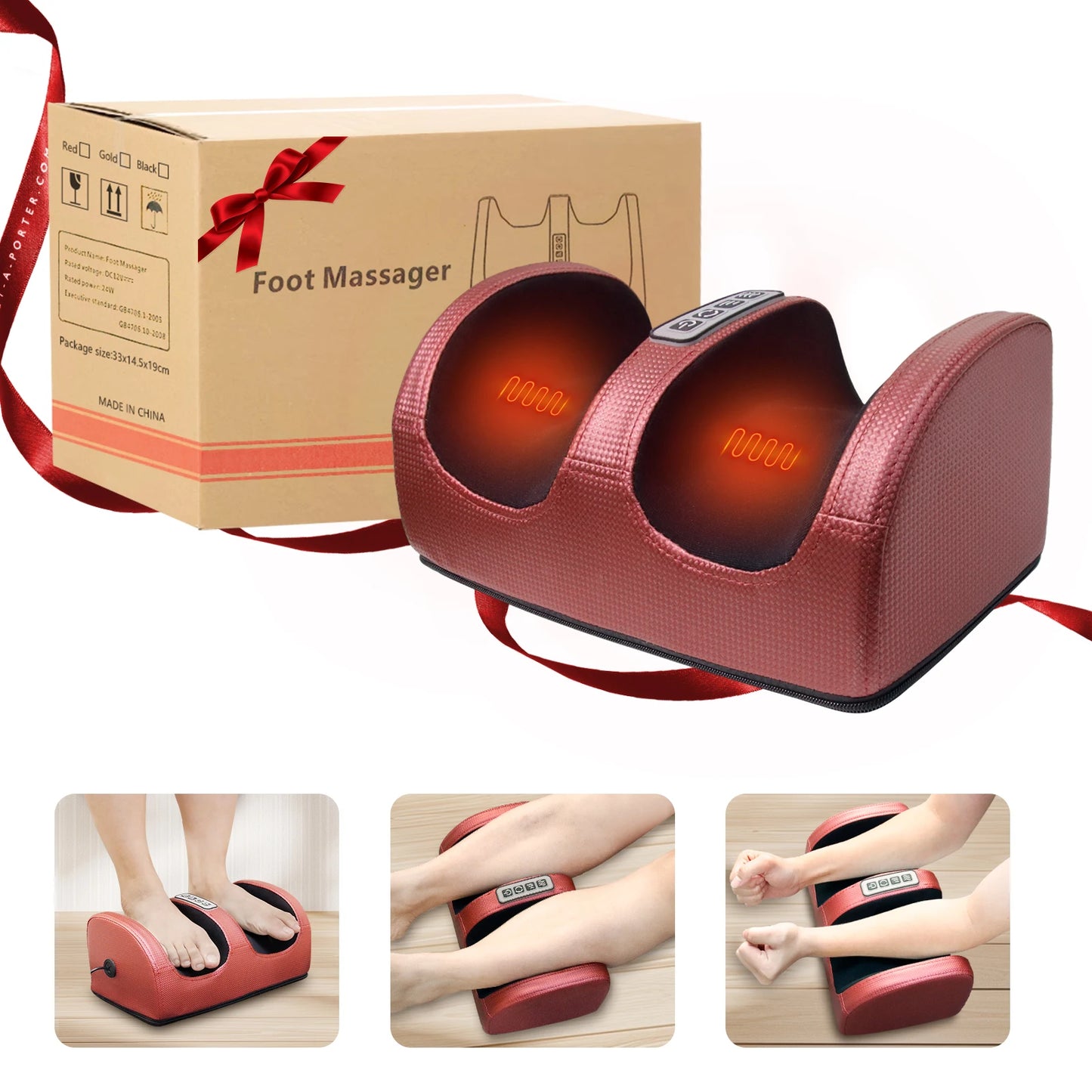 Foot Massage Machine Electric Heating Foot Kneading Leg Massager Home Relaxation Gift for Christmas and Valentine's Day