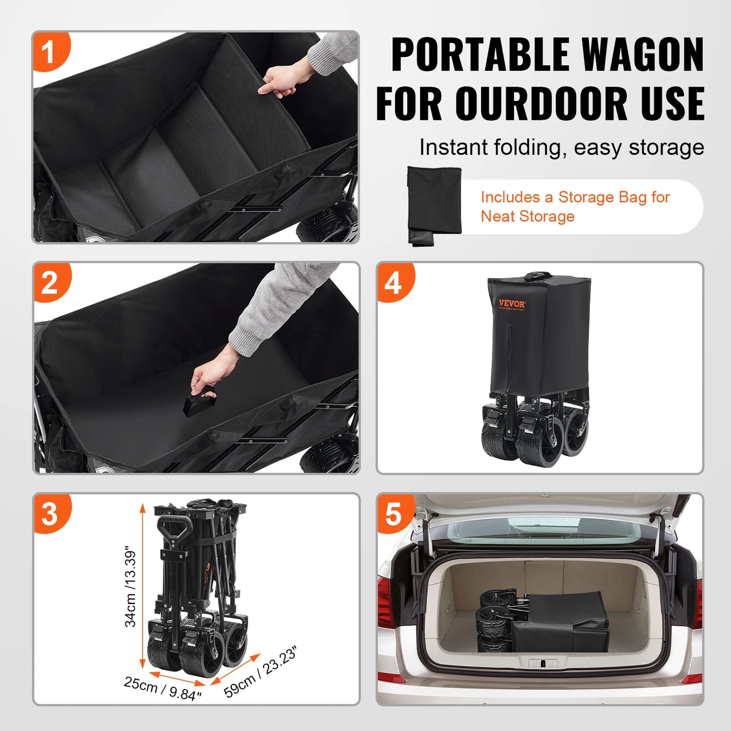 SucceBuy Collapsible Folding Wagon All Terrain Wheels