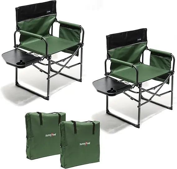 Camping Directors Chair, Heavy Duty,Oversized Portable Folding Chair with Side Table, Pocket for Beach, Fishing,Trip,Picnic,Law