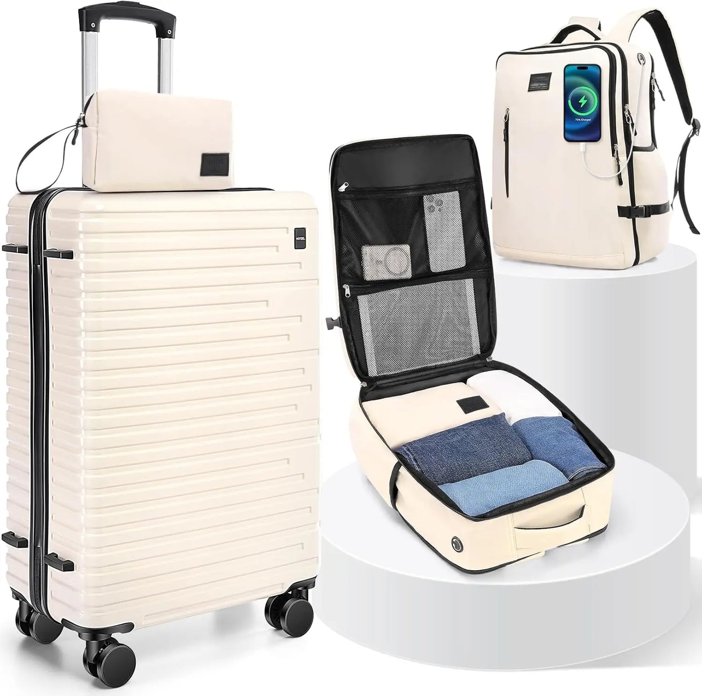 HOTEELCN Luggage Set Hardshell ABS PC Spinner Suitcases