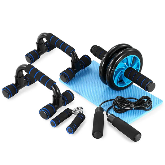 Healthy Abdominal Wheel 5 Piece Indoor Sports Equipment Set Push Up Stand Multifunctional Fitness Tools