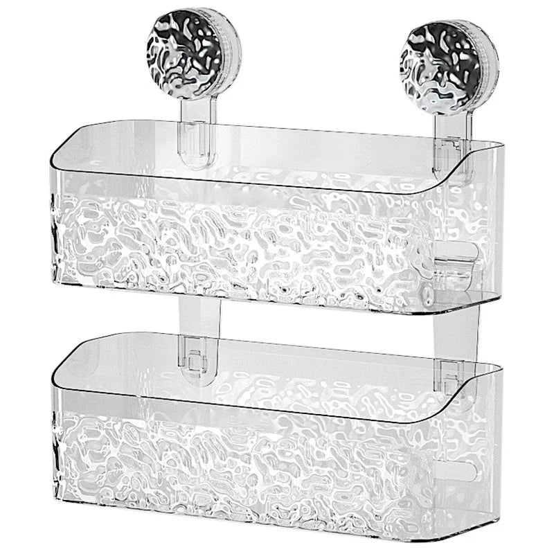 Big Red House Bathroom WallMounted Storage Shelf SuctionCup GlacierPattern Organizer