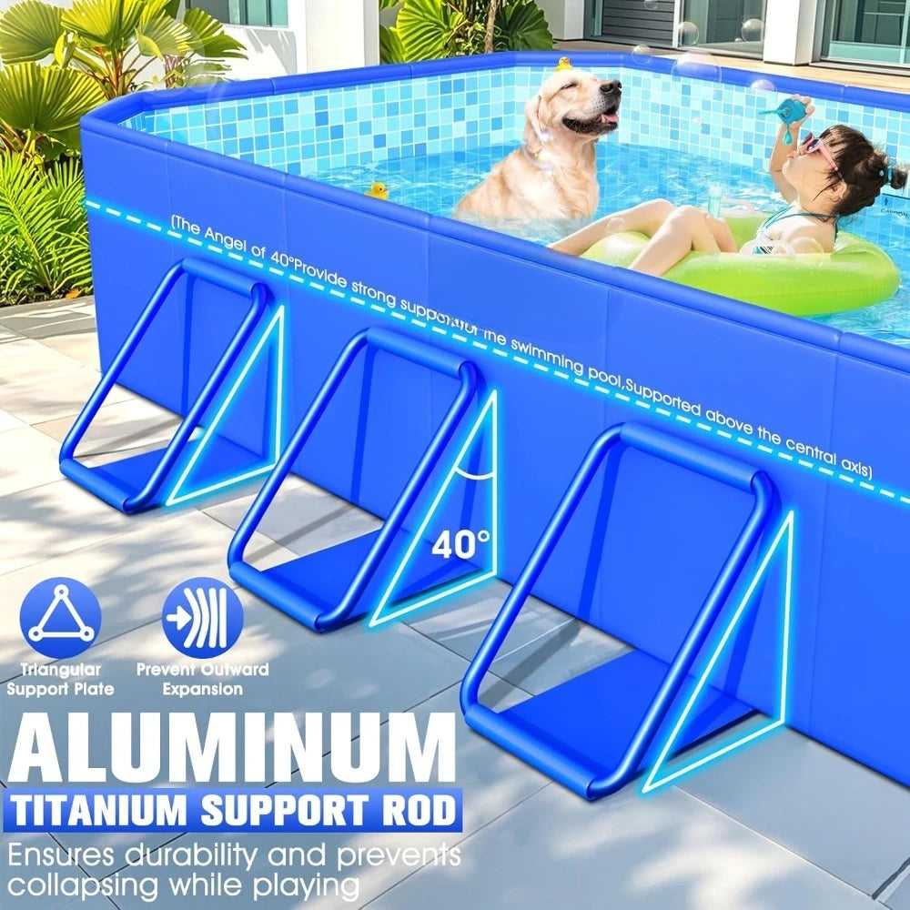 New Foldable Large Non Inflatable Swimming Pool Oversized Thickened Portable Folding Kids Pool for Backyard 6 Feet by 66 Inches by 20 Inches